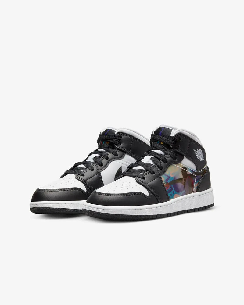 Nike Air Jordan 1 Mid Holographic / hologram trainers UK 3.5