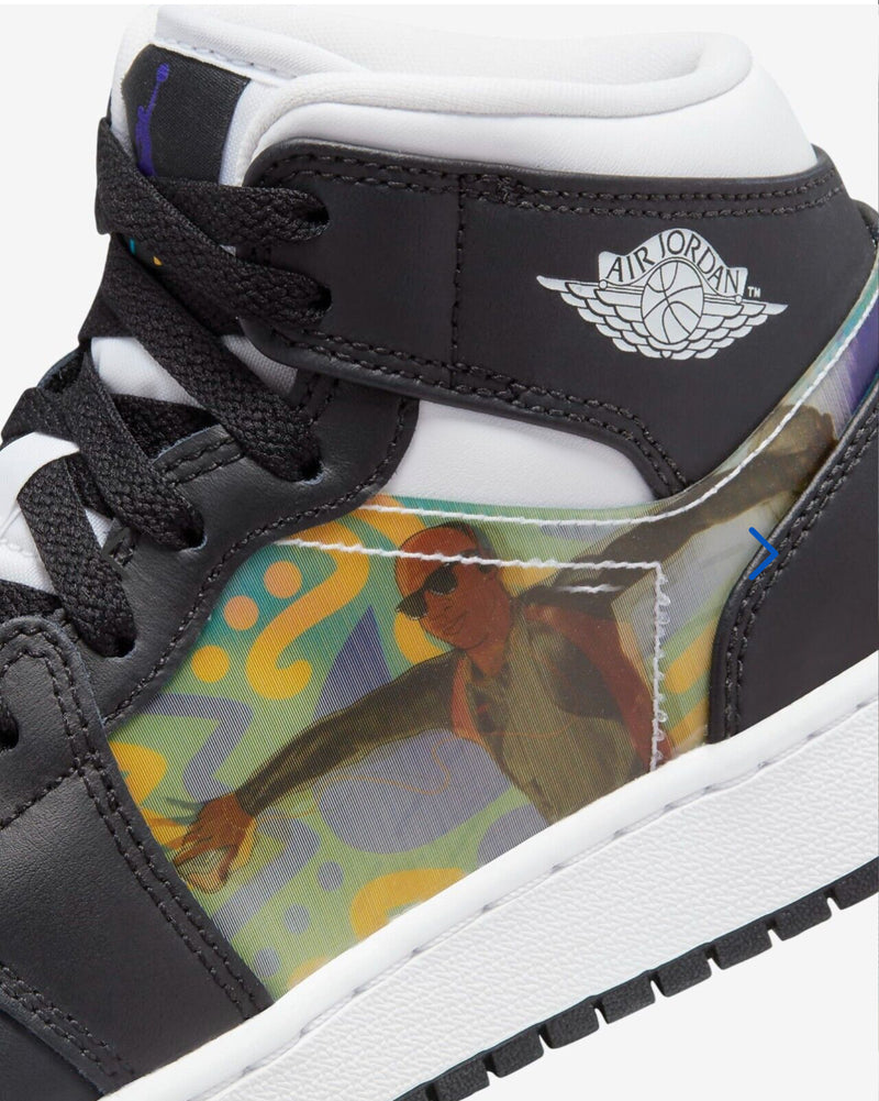 Nike Air Jordan 1 Mid Holographic / hologram trainers UK 3.5