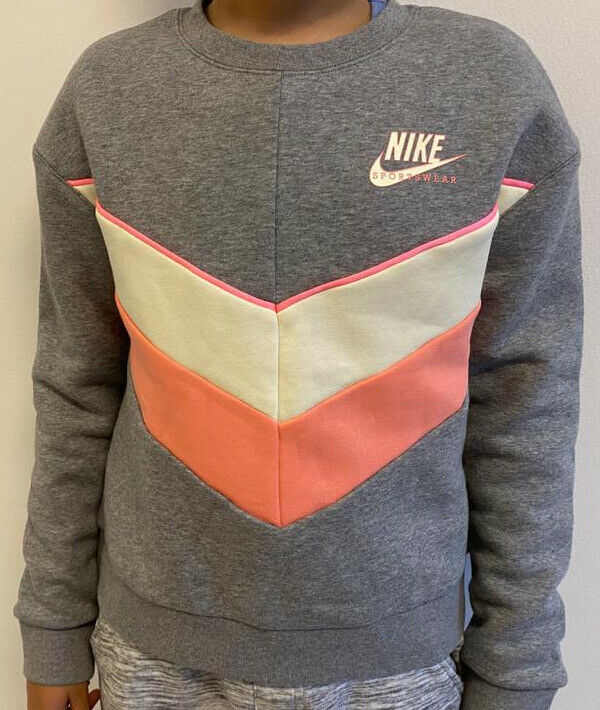 NIKE Heritage sweatshirt kids Medium 10-12yrs Grey Pink